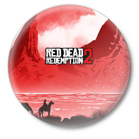 Значок с принтом RED DEAD REDEMPTION ,  металл | круглая форма, металлическая застежка в виде булавки | 