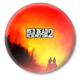 Значок с принтом red dead redemption 2 ,  металл | круглая форма, металлическая застежка в виде булавки | game | red dead | red dead redemption 2 | redemption 2 | rockstar games | бандиты | дикий запад | игры | ковбои | оружие
