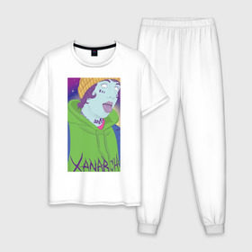 Мужская пижама хлопок с принтом Lil Xan_2 , 100% хлопок | брюки и футболка прямого кроя, без карманов, на брюках мягкая резинка на поясе и по низу штанин
 | Тематика изображения на принте: lil xan | лил зан