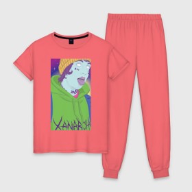 Женская пижама хлопок с принтом Lil Xan_2 , 100% хлопок | брюки и футболка прямого кроя, без карманов, на брюках мягкая резинка на поясе и по низу штанин | lil xan | лил зан