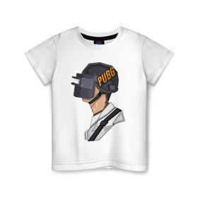 Детская футболка хлопок с принтом PUBG minimal , 100% хлопок | круглый вырез горловины, полуприлегающий силуэт, длина до линии бедер | fortnite | gaming | minimal | pubg | pubgfunny | pubgmeme | pubgmemes | pubgmobile | pubgxbox | минимализм | пубг
