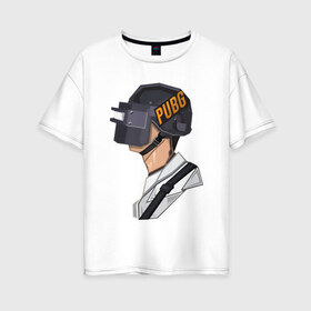 Женская футболка хлопок Oversize с принтом PUBG minimal , 100% хлопок | свободный крой, круглый ворот, спущенный рукав, длина до линии бедер
 | fortnite | gaming | minimal | pubg | pubgfunny | pubgmeme | pubgmemes | pubgmobile | pubgxbox | минимализм | пубг