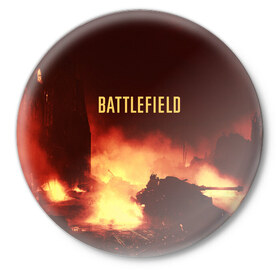 Значок с принтом battlefield ,  металл | круглая форма, металлическая застежка в виде булавки | 
