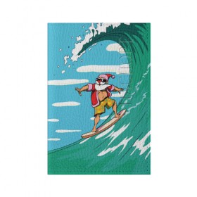Обложка для паспорта матовая кожа с принтом Cool Santa , натуральная матовая кожа | размер 19,3 х 13,7 см; прозрачные пластиковые крепления | cool | creative | design | holiday | merry christmas | new year | sea | summer | surfing | wave | волна | дизайн | канары | креатив | круто | лето | море | новый год | рождество | сёрфинг