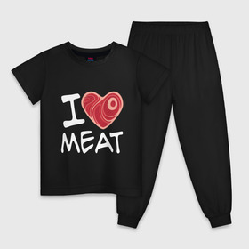 Детская пижама хлопок с принтом Я люблю мясо , 100% хлопок |  брюки и футболка прямого кроя, без карманов, на брюках мягкая резинка на поясе и по низу штанин
 | cook | heart | love | meat | бекон | блюдо | еда | кок | кухня | люблю | мясо | пища | повар | ресторан | свинина | свинья | сердце | шашлык