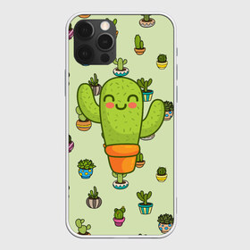 Чехол для iPhone 12 Pro Max с принтом Веселый кактус , Силикон |  | веселый | веселье | горшочек | зеленое | кактус | позитив | радость | растение | счастье | улыбка | цветок