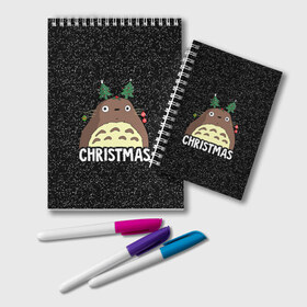 Блокнот с принтом Totoro Christmas , 100% бумага | 48 листов, плотность листов — 60 г/м2, плотность картонной обложки — 250 г/м2. Листы скреплены удобной пружинной спиралью. Цвет линий — светло-серый
 | anime | christmas | moon | myneighbortotoro | night | totoro | xmas | аниме | канта | кодомо | котобус | кусакабэ | мэй | рождество | сусуватари | тацуо | тоторо | хаяомиядзаки | ясуко