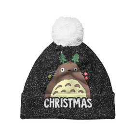 Шапка 3D c помпоном с принтом Totoro Christmas , 100% полиэстер | универсальный размер, печать по всей поверхности изделия | anime | christmas | moon | myneighbortotoro | night | totoro | xmas | аниме | канта | кодомо | котобус | кусакабэ | мэй | рождество | сусуватари | тацуо | тоторо | хаяомиядзаки | ясуко