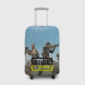 Чехол для чемодана 3D с принтом PUBG , 86% полиэфир, 14% спандекс | двустороннее нанесение принта, прорези для ручек и колес | action | battlegrounds | chiken | game | online | playerunknown’s | pubg | игры | курица | наемники | пабг | пубг | сковорода | солдаты | шутер