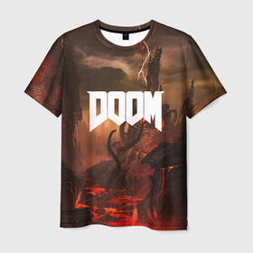 Мужская футболка 3D с принтом DOOM , 100% полиэфир | прямой крой, круглый вырез горловины, длина до линии бедер | demon | devil | doom | doom vfr | evil | game | mars | red | демон | дум | игры | космос | красная планета | марс | пришельцы
