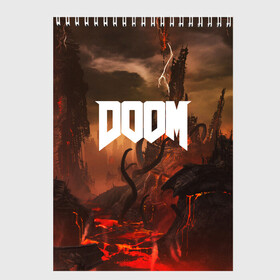 Скетчбук с принтом DOOM , 100% бумага
 | 48 листов, плотность листов — 100 г/м2, плотность картонной обложки — 250 г/м2. Листы скреплены сверху удобной пружинной спиралью | demon | devil | doom | doom vfr | evil | game | mars | red | демон | дум | игры | космос | красная планета | марс | пришельцы