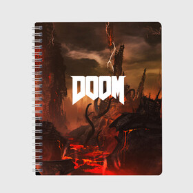 Тетрадь с принтом DOOM , 100% бумага | 48 листов, плотность листов — 60 г/м2, плотность картонной обложки — 250 г/м2. Листы скреплены сбоку удобной пружинной спиралью. Уголки страниц и обложки скругленные. Цвет линий — светло-серый
 | demon | devil | doom | doom vfr | evil | game | mars | red | демон | дум | игры | космос | красная планета | марс | пришельцы