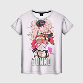 Женская футболка 3D с принтом Junko , 100% полиэфир ( синтетическое хлопкоподобное полотно) | прямой крой, круглый вырез горловины, длина до линии бедер | danganronpa | junko | monokuma | аниме | девочка | девушка | джунко | медведь | мишка | монокума | мультфильм | эношима