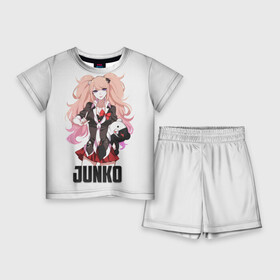 Детский костюм с шортами 3D с принтом Джунко ,  |  | danganronpa | junko | monokuma | аниме | девочка | девушка | джунко | медведь | мишка | монокума | мультфильм | эношима