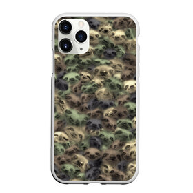 Чехол для iPhone 11 Pro Max матовый с принтом Камуфляж с ленивцами , Силикон |  | sloth | бездельник | джунгли | животные | ленивец | ленивый | лентяй | лицо | милитари | паттрен | тропики | тропический | хаки