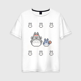 Женская футболка хлопок Oversize с принтом New Year Totoro , 100% хлопок | свободный крой, круглый ворот, спущенный рукав, длина до линии бедер
 | 2019 | дед мороз | дом | елка | желание | животные | зима | кабан | милый | мороз | настроение | новый год | пеппа | подарок | позитив | поросенок | праздник | радость | рождество | санта клаус | свинка