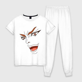 Женская пижама хлопок с принтом Dio Brando , 100% хлопок | брюки и футболка прямого кроя, без карманов, на брюках мягкая резинка на поясе и по низу штанин | dio | jojo | джо джо | дио