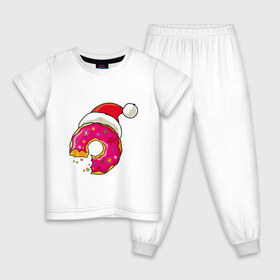 Детская пижама хлопок с принтом Новогодний пончик , 100% хлопок |  брюки и футболка прямого кроя, без карманов, на брюках мягкая резинка на поясе и по низу штанин
 | 2019 | дед мороз | дом | елка | желание | животные | зима | кабан | милый | мороз | настроение | новый год | пеппа | подарок | позитив | поросенок | праздник | радость | рождество | санта клаус | свинка