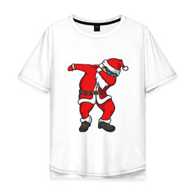 Мужская футболка хлопок Oversize с принтом Dabbing Santa , 100% хлопок | свободный крой, круглый ворот, “спинка” длиннее передней части | Тематика изображения на принте: 