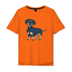 Мужская футболка хлопок Oversize с принтом Такса , 100% хлопок | свободный крой, круглый ворот, “спинка” длиннее передней части | dachshund | собака | собаки | такса | таксы
