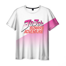 Мужская футболка 3D с принтом JOJO Bizzare Adventure , 100% полиэфир | прямой крой, круглый вырез горловины, длина до линии бедер | adventure | anime | bizzare | jo jo | jojo | logo | manga | аниме | араки | ахегао | джо | джо джо | джоджо | жижа | жожа | жожо | йойо | лого | манга | мульт | мультфильм | отаку | сериал | символ | хирохико | юри | яой