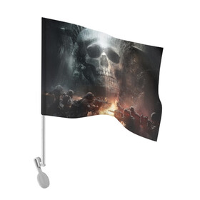 Флаг для автомобиля с принтом Battlefield Череп , 100% полиэстер | Размер: 30*21 см | Тематика изображения на принте: battlefield | ак 47 | батла | баттл | война | огонь | омон | оружие | перестрелка | стрелялка | череп