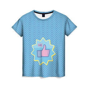 Женская футболка 3D с принтом Сердечки и лайки , 100% полиэфир ( синтетическое хлопкоподобное полотно) | прямой крой, круглый вырез горловины, длина до линии бедер | facebook | like | love | абстракция | вк | класс | лайки | палецвверх | сердечки | соцсети | фб | фейсбук