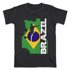 Мужская футболка хлопок с принтом Бразилия , 100% хлопок | прямой крой, круглый вырез горловины, длина до линии бедер, слегка спущенное плечо. | 