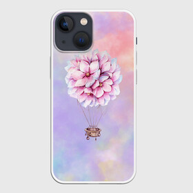 Чехол для iPhone 13 mini с принтом Нежный Воздушный Шар ,  |  | акварель | гортензия | картина | краски | милый | пастель | розы | цветок | цветы