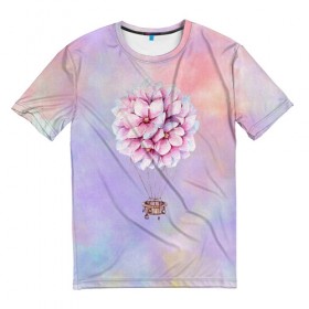 Мужская футболка 3D с принтом Нежный Воздушный Шар , 100% полиэфир | прямой крой, круглый вырез горловины, длина до линии бедер | акварель | гортензия | картина | краски | милый | пастель | розы | цветок | цветы
