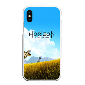 Чехол для iPhone XS Max матовый с принтом Horizon Zero Dawn , Силикон | Область печати: задняя сторона чехла, без боковых панелей | aloy | game | horizon zero dawn | hunter | machine | mecha | robot | snow | spear | the frozen wilds | weapon | игры | постапокалипсис | роботы | фентези | элой