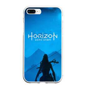 Чехол для iPhone 7Plus/8 Plus матовый с принтом HORIZON ZERO DAWN , Силикон | Область печати: задняя сторона чехла, без боковых панелей | aloy | game | horizon zero dawn | hunter | machine | mecha | robot | snow | spear | the frozen wilds | weapon | игры | постапокалипсис | роботы | фентези | элой