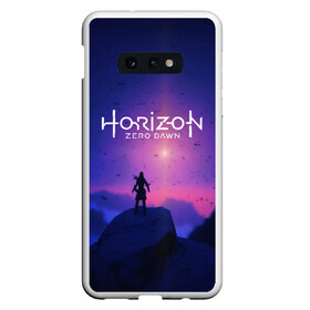 Чехол для Samsung S10E с принтом HORIZON ZERO DAWN , Силикон | Область печати: задняя сторона чехла, без боковых панелей | aloy | game | horizon zero dawn | hunter | machine | mecha | robot | snow | spear | the frozen wilds | weapon | игры | постапокалипсис | роботы | фентези | элой