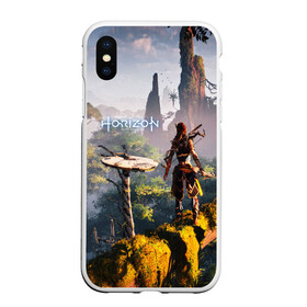 Чехол для iPhone XS Max матовый с принтом HORIZON ZERO DAWN , Силикон | Область печати: задняя сторона чехла, без боковых панелей | aloy | game | horizon zero dawn | hunter | machine | mecha | robot | snow | spear | the frozen wilds | weapon | игры | постапокалипсис | роботы | фентези | элой