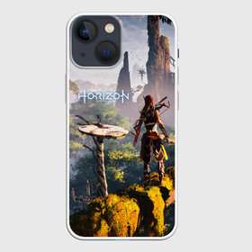 Чехол для iPhone 13 mini с принтом HORIZON ZERO DAWN ,  |  | aloy | game | horizon zero dawn | hunter | machine | mecha | robot | snow | spear | the frozen wilds | weapon | игры | постапокалипсис | роботы | фентези | элой