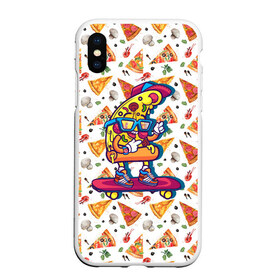 Чехол для iPhone XS Max матовый с принтом Пицца на скейте , Силикон | Область печати: задняя сторона чехла, без боковых панелей | pizza | грибы | еда | зелень | колбаса | крутаяпицца | кусокпиццы | пицца | пиццерия | скейт | сыр