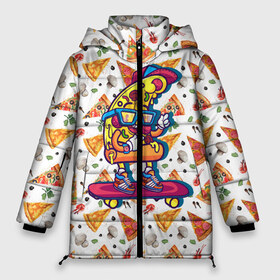 Женская зимняя куртка 3D с принтом Пицца на скейте , верх — 100% полиэстер; подкладка — 100% полиэстер; утеплитель — 100% полиэстер | длина ниже бедра, силуэт Оверсайз. Есть воротник-стойка, отстегивающийся капюшон и ветрозащитная планка. 

Боковые карманы с листочкой на кнопках и внутренний карман на молнии | pizza | грибы | еда | зелень | колбаса | крутаяпицца | кусокпиццы | пицца | пиццерия | скейт | сыр