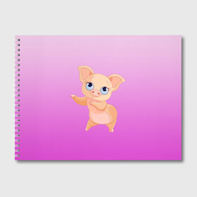 Альбом для рисования с принтом Танцующая свинка , 100% бумага
 | матовая бумага, плотность 200 мг. | Тематика изображения на принте: 2019 | голубоглазая | новыйгод | поросенок | пятачок | розовый | свинка | символгода | танцующаясвинка | танцы