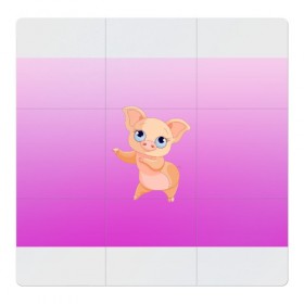 Магнитный плакат 3Х3 с принтом Танцующая свинка , Полимерный материал с магнитным слоем | 9 деталей размером 9*9 см | 2019 | голубоглазая | новыйгод | поросенок | пятачок | розовый | свинка | символгода | танцующаясвинка | танцы
