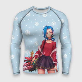 Мужской рашгард 3D с принтом New Year Jinx ,  |  | christmas | game | jinx | legends | legue | legueoflegends | lol | snow | snowflakes | xmas | безбашенная | джинкс | игра | легенд | лига | лигалегенд | лол | рождество | стрелок | хулиганка