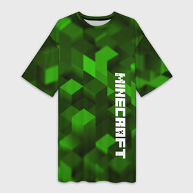 Платье-футболка 3D с принтом MINECRAFT 2019 ,  |  | blade | blocks | creeper | cubes | game | ken | minecraft | mobs | sword | игры | крипер | майн крафт | майнкрафт | моб