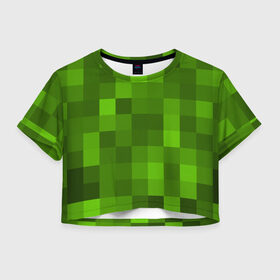 Женская футболка Cropp-top с принтом Minecraft , 100% полиэстер | круглая горловина, длина футболки до линии талии, рукава с отворотами | blade | blocks | creeper | cubes | game | ken | minecraft | mobs | sword | игры | крипер | майн крафт | майнкрафт | моб