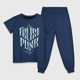 Детская пижама хлопок с принтом Логотип Фростпанк , 100% хлопок |  брюки и футболка прямого кроя, без карманов, на брюках мягкая резинка на поясе и по низу штанин
 | frostpunk | фростпанк