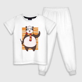 Детская пижама хлопок с принтом Панда Поттер , 100% хлопок |  брюки и футболка прямого кроя, без карманов, на брюках мягкая резинка на поясе и по низу штанин
 | волшебник | панда | панды | поттер