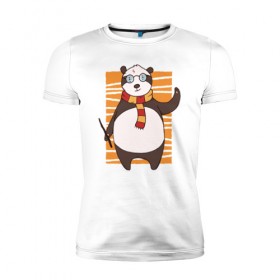 Мужская футболка премиум с принтом Панда Поттер , 92% хлопок, 8% лайкра | приталенный силуэт, круглый вырез ворота, длина до линии бедра, короткий рукав | волшебник | панда | панды | поттер
