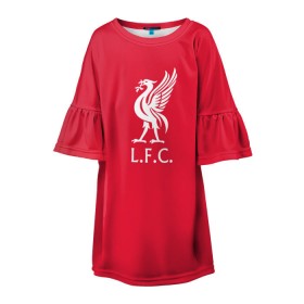 Детское платье 3D с принтом FC Liverpool , 100% полиэстер | прямой силуэт, чуть расширенный к низу. Круглая горловина, на рукавах — воланы | firmino | lfc | liverpool | liverpool fc | mane | shaqiri | ливерпуль | фирмино | фк | футбол | футбольный клуб англии | шакири