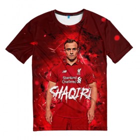 Мужская футболка 3D с принтом Shaqiri Liverpool , 100% полиэфир | прямой крой, круглый вырез горловины, длина до линии бедер | 