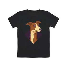 Детская футболка хлопок с принтом Уиппет , 100% хлопок | круглый вырез горловины, полуприлегающий силуэт, длина до линии бедер | whippet | собака | собаки | уиппет