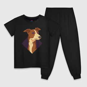 Детская пижама хлопок с принтом Уиппет , 100% хлопок |  брюки и футболка прямого кроя, без карманов, на брюках мягкая резинка на поясе и по низу штанин
 | whippet | собака | собаки | уиппет