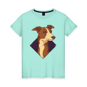 Женская футболка хлопок с принтом Уиппет , 100% хлопок | прямой крой, круглый вырез горловины, длина до линии бедер, слегка спущенное плечо | whippet | собака | собаки | уиппет